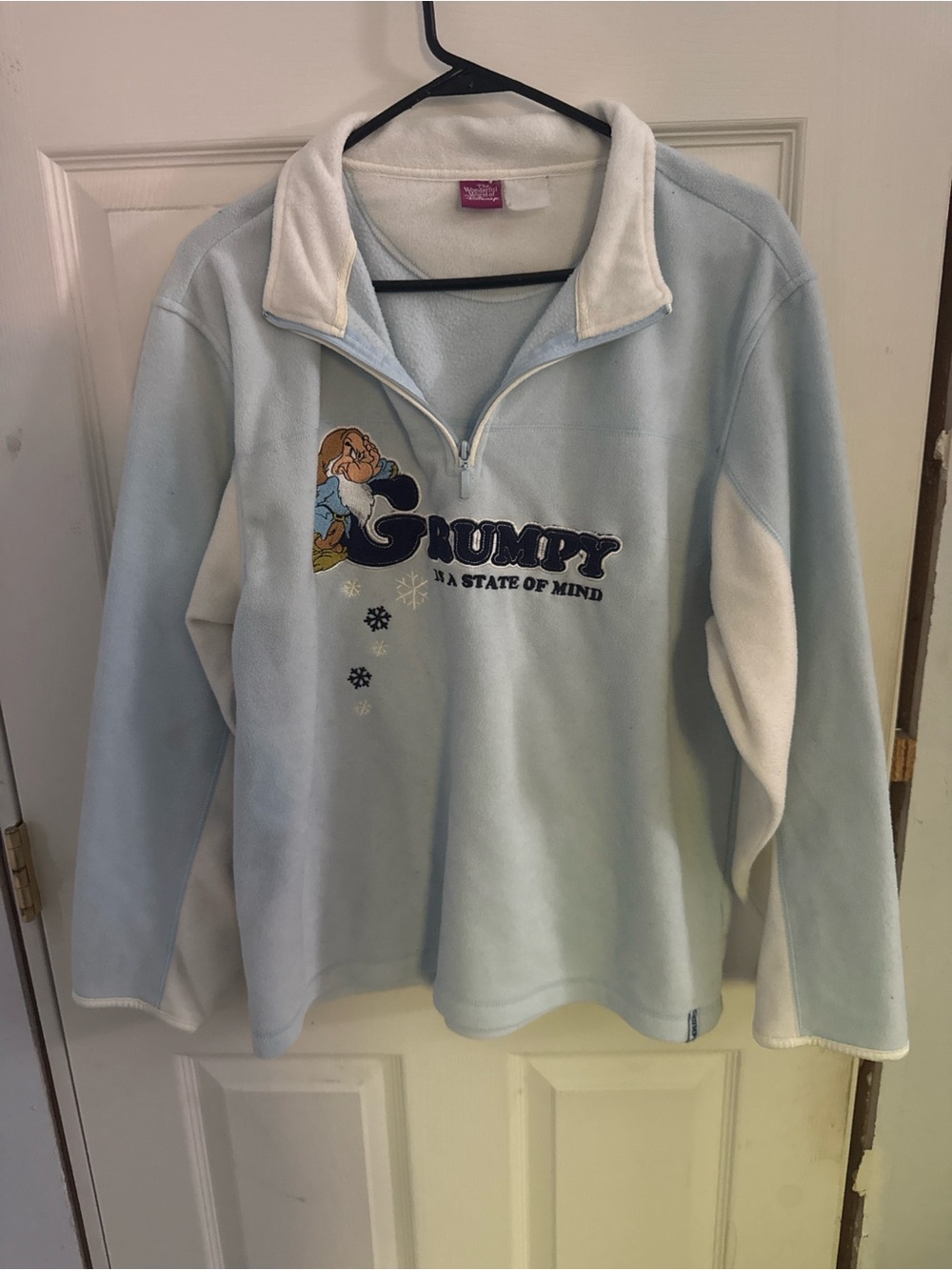 Disney Grumpy Half-Zip Fleece Pullover - Light Blue & White